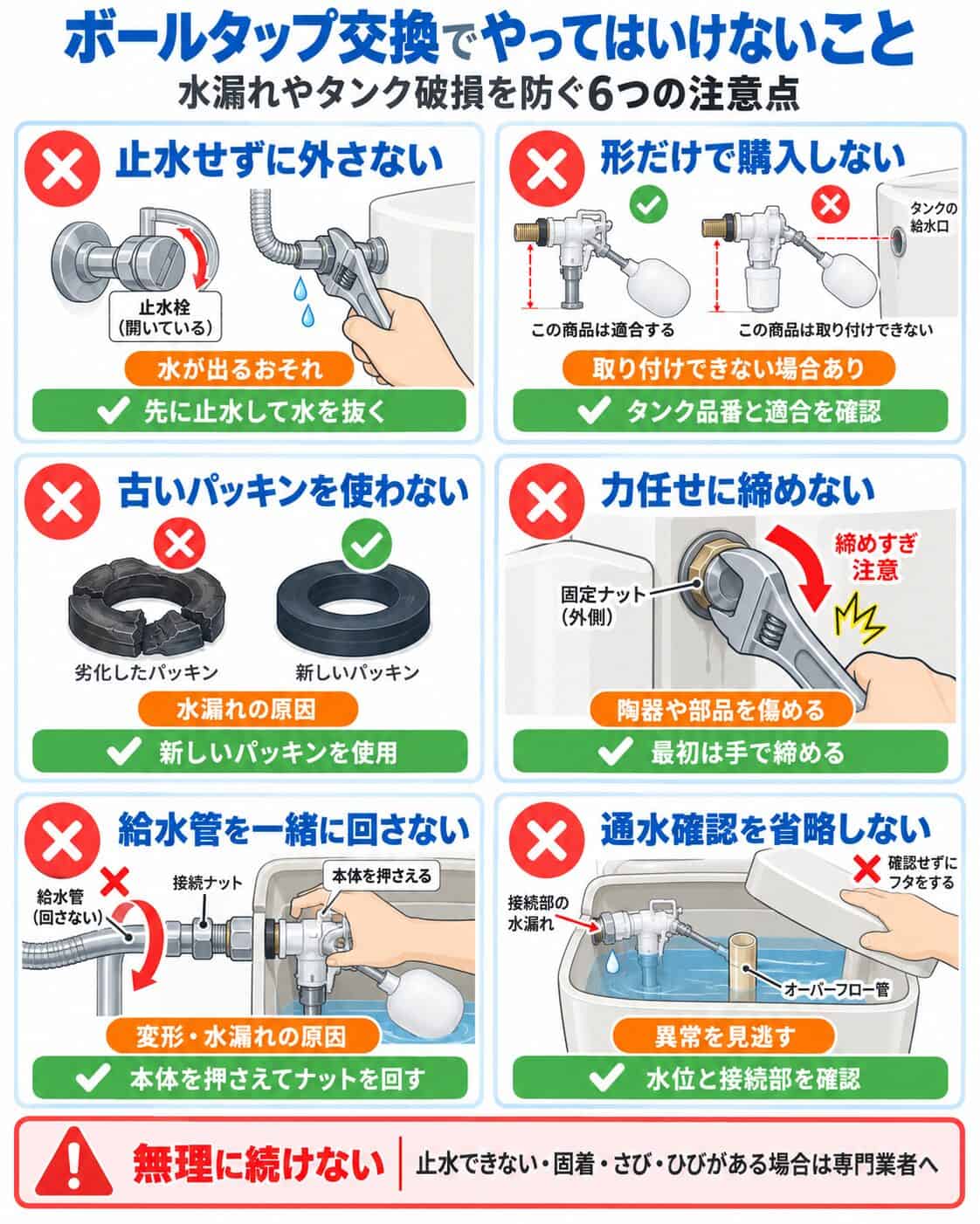 ボールタップ交換でやってはいけないこと