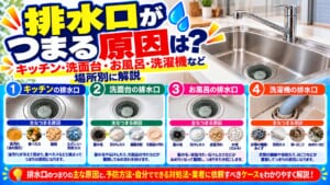 排水口がつまる原因を場所別解説