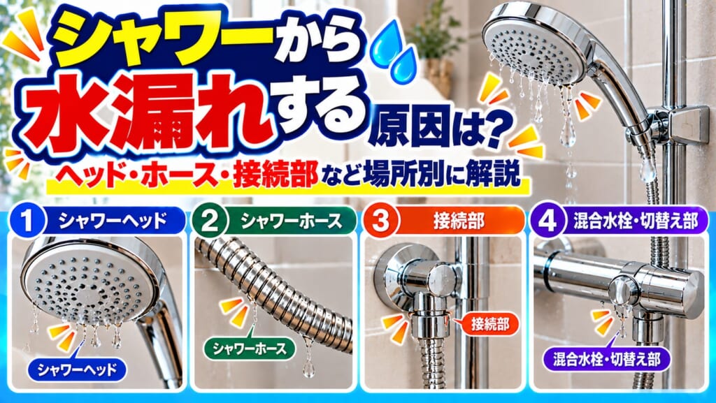 シャワー水漏れ原因インフォグラフィック