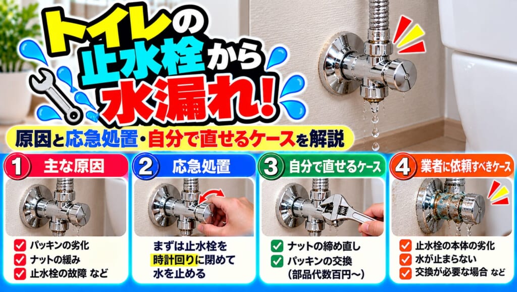 トイレ止水栓の水漏れ対処ガイド