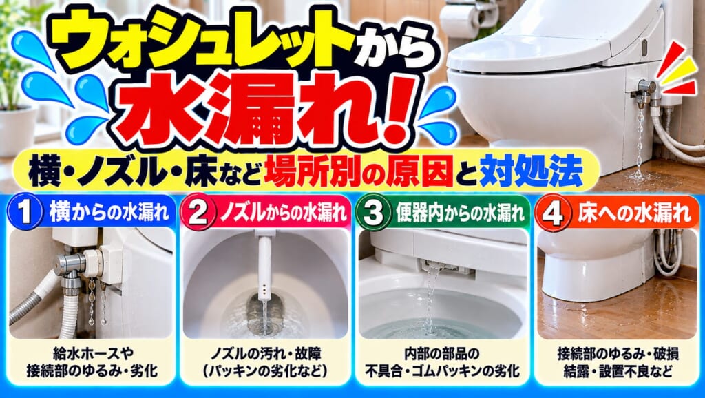 ウォシュレット水漏れ原因と対処法